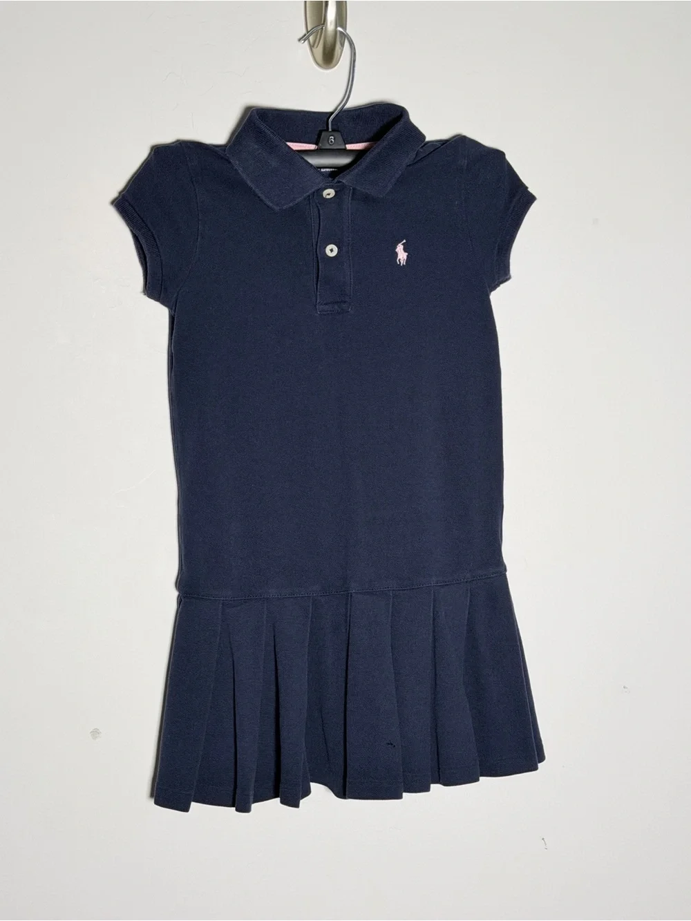 Ralph Lauren Navy Polo Dress with Pink Pony Logo